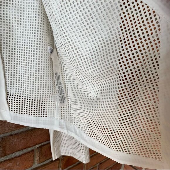 Chico's Layered See-Through Square Print Mesh Blazer White Size 1 - Picture 9 of 12